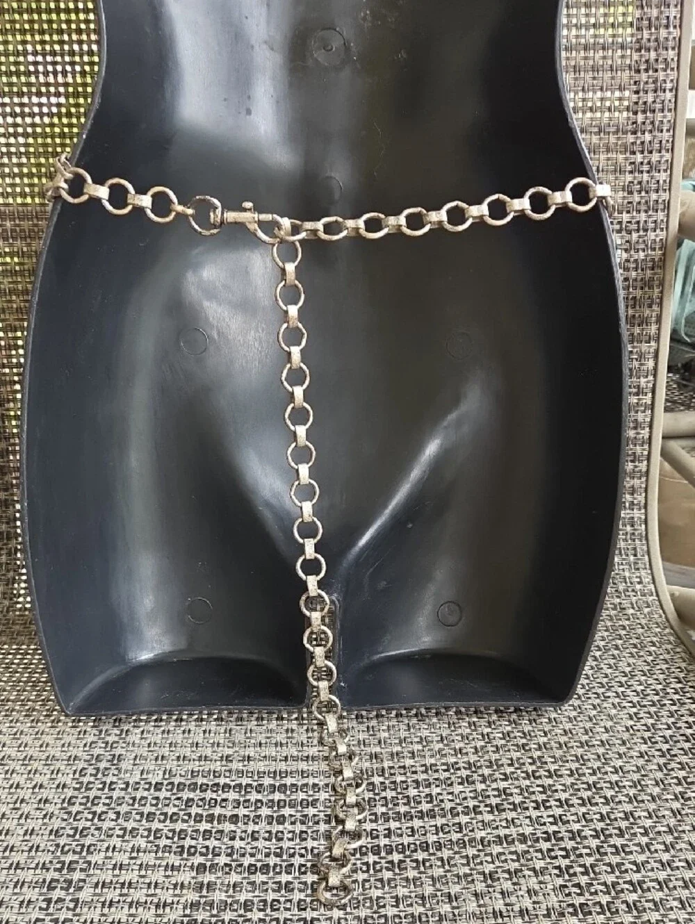 Stunning!Vintage,Cache!,distressed silver,shades of blue,glass stones,chain belt